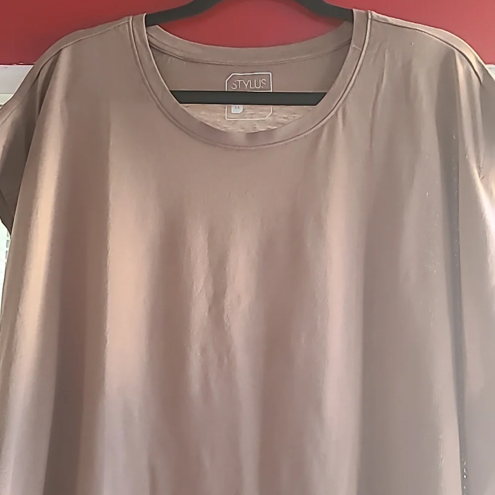STYLUS BRAND WOMEN'S BROWN PLUS SIZE TOP SIZE 3X